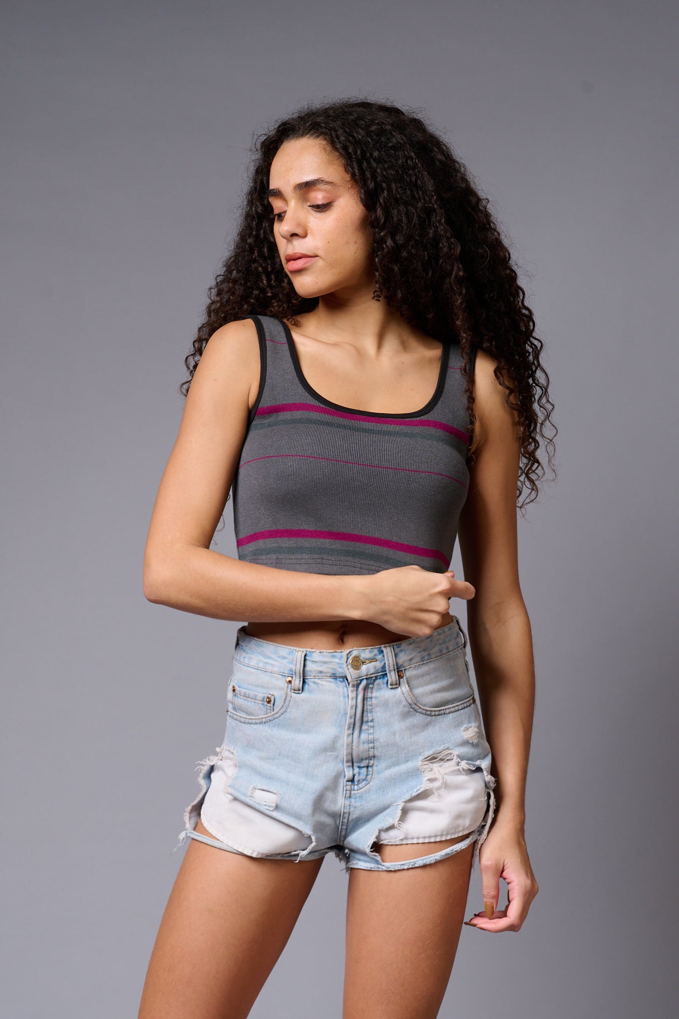 Grey Crop Top for Women - Go Devil