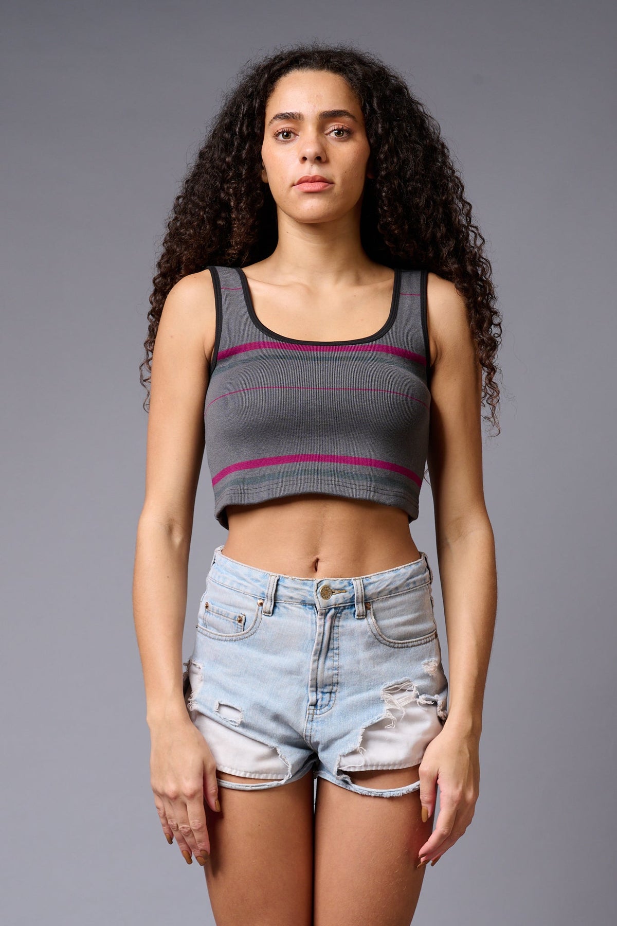 Grey Crop Top for Women - Go Devil