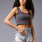 Grey Crop Top for Women - Go Devil