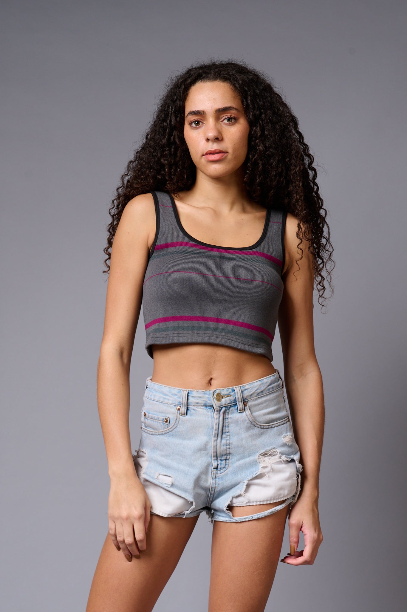 Grey Crop Top for Women - Go Devil