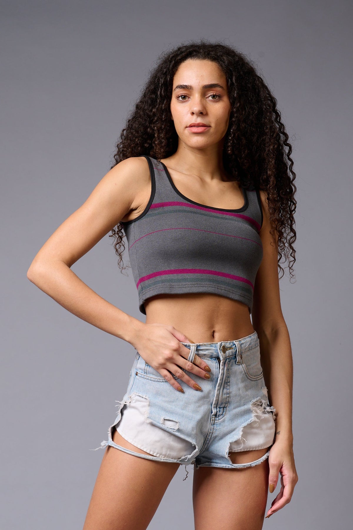 Grey Crop Top for Women - Go Devil