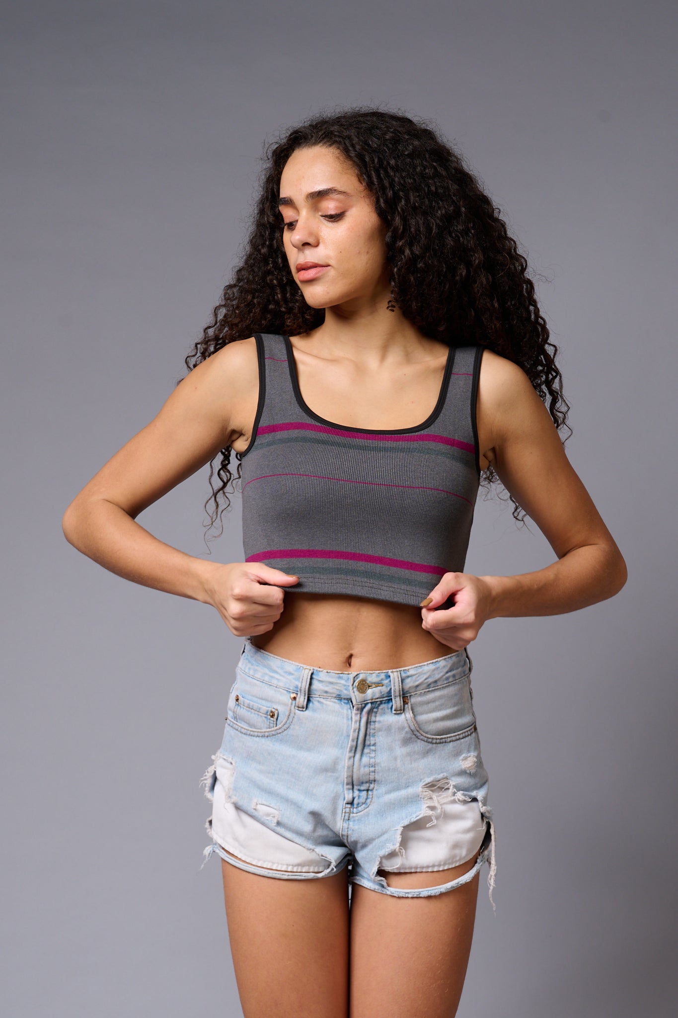 Grey Crop Top for Women - Go Devil