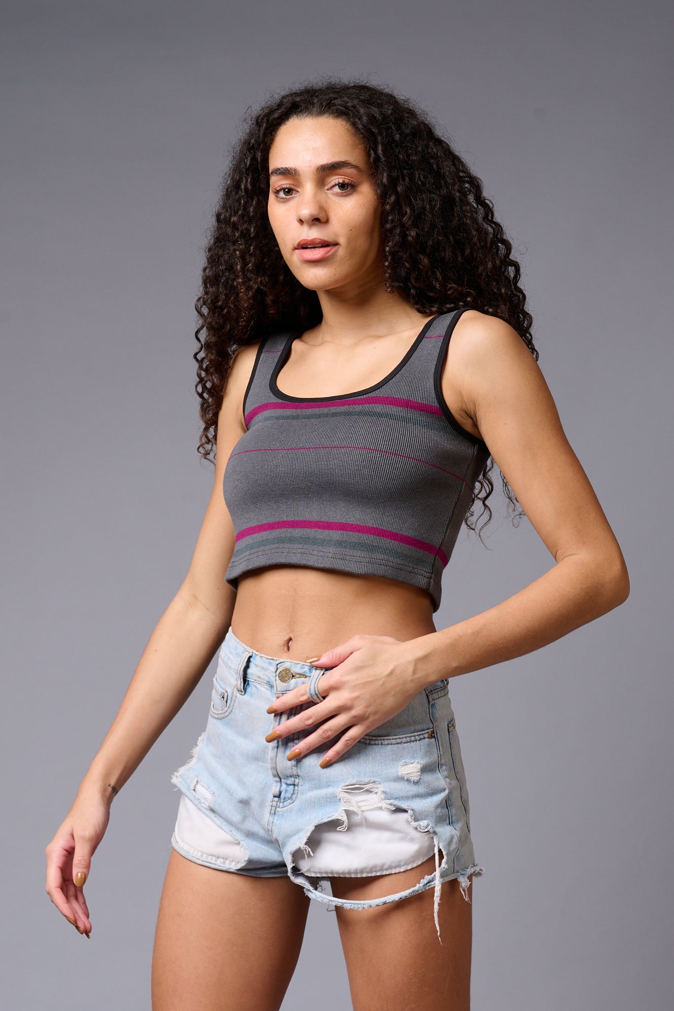 Grey Crop Top for Women - Go Devil