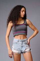 Grey Crop Top for Women - Go Devil