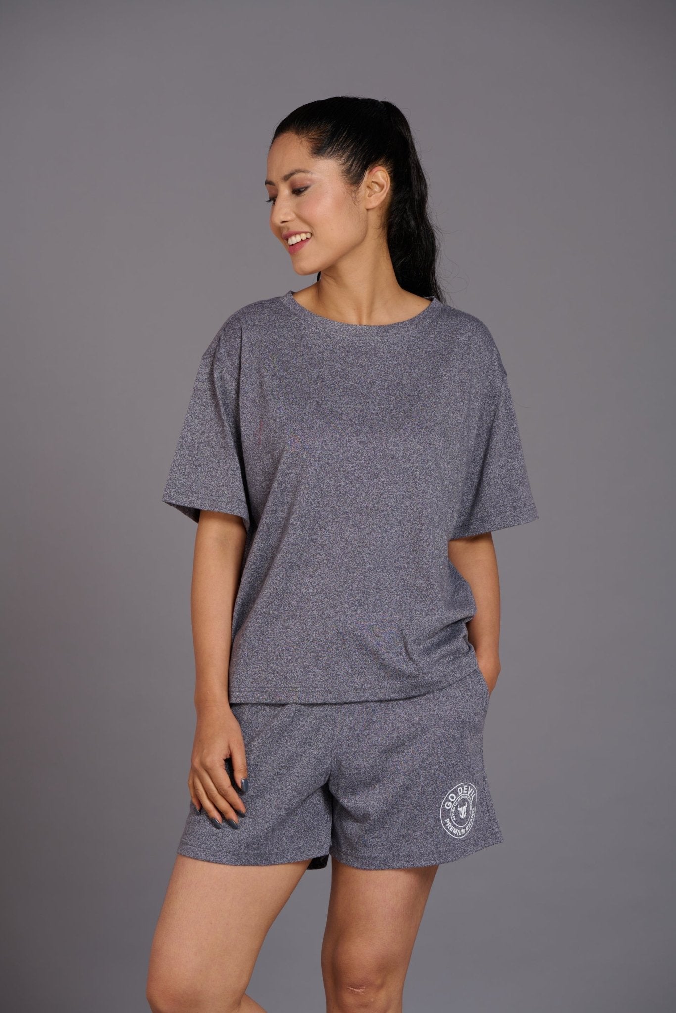 Grey Premium Cotton Co-ord Set for Women - Go Devil