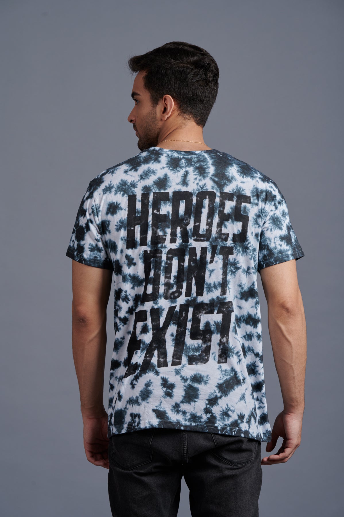 Heroes Don’t Exist Tye Dye Black & White Oversizes T-Shirt for Men - Go Devil