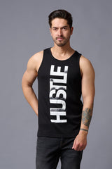 Husstle Printed Black Vest for Men - Go Devil