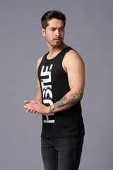 Husstle Printed Black Vest for Men - Go Devil