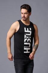 Husstle Printed Black Vest for Men - Go Devil