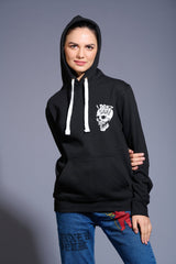 I Don't Care Printed Black Hoodie for Women - Go Devil