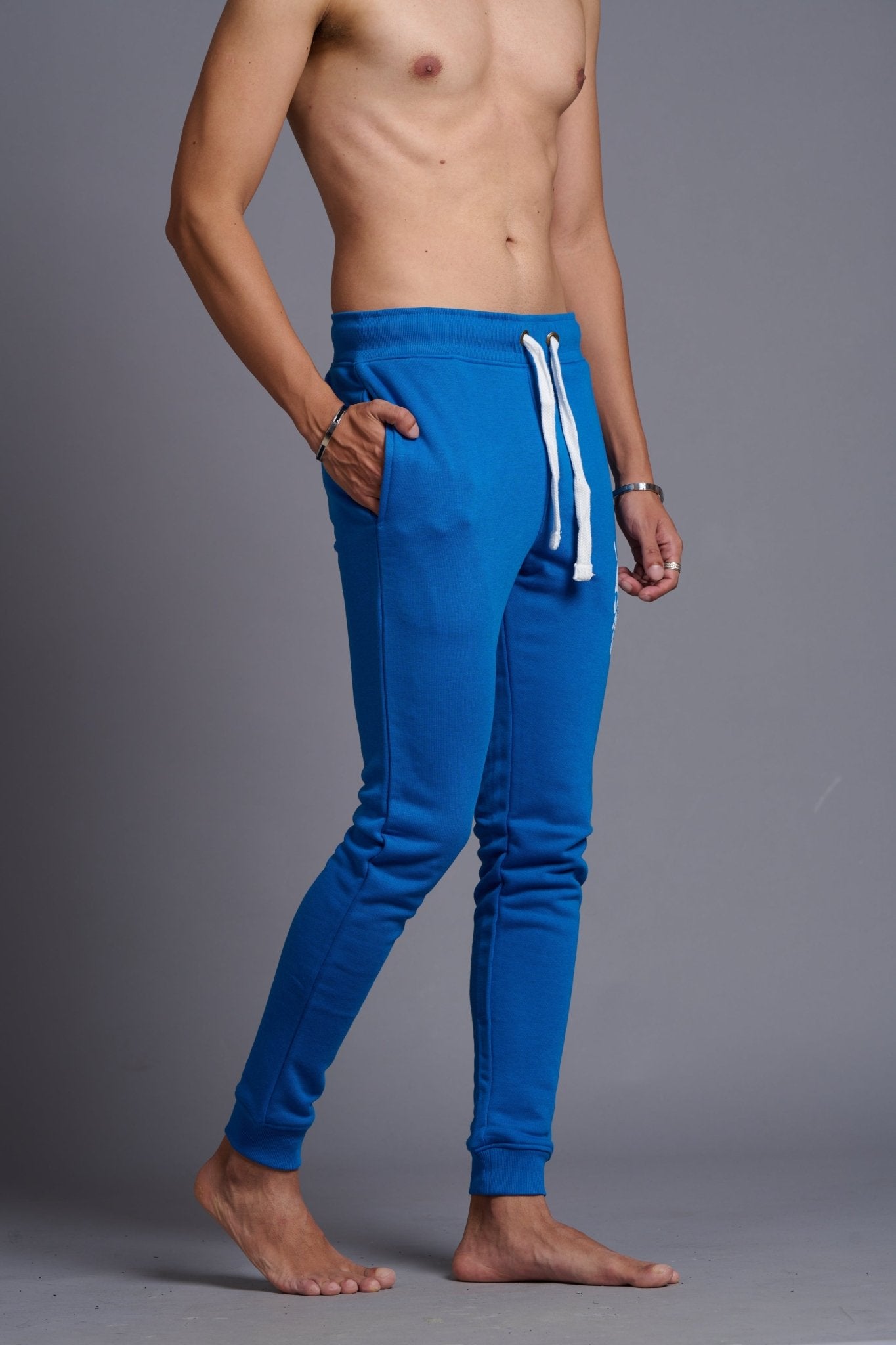 I Don't Care Printed Royal Blue Joggers for Men - Go Devil