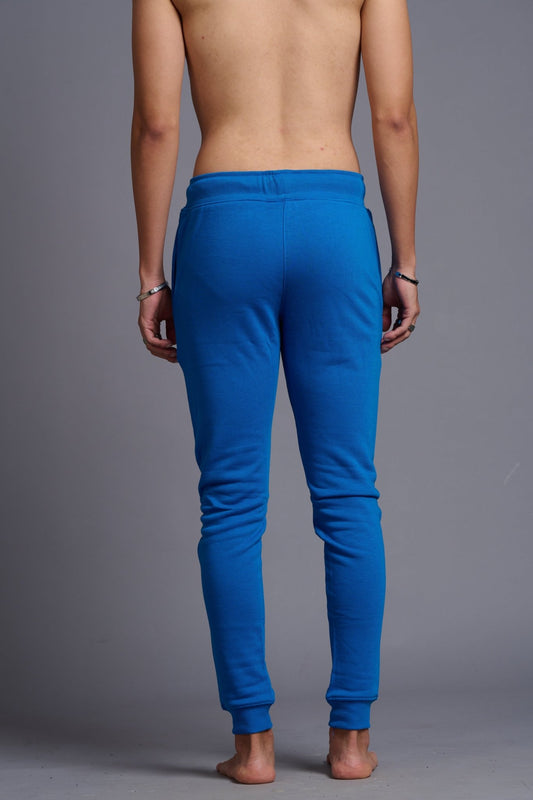 I Don't Care Printed Royal Blue Joggers for Men - Go Devil
