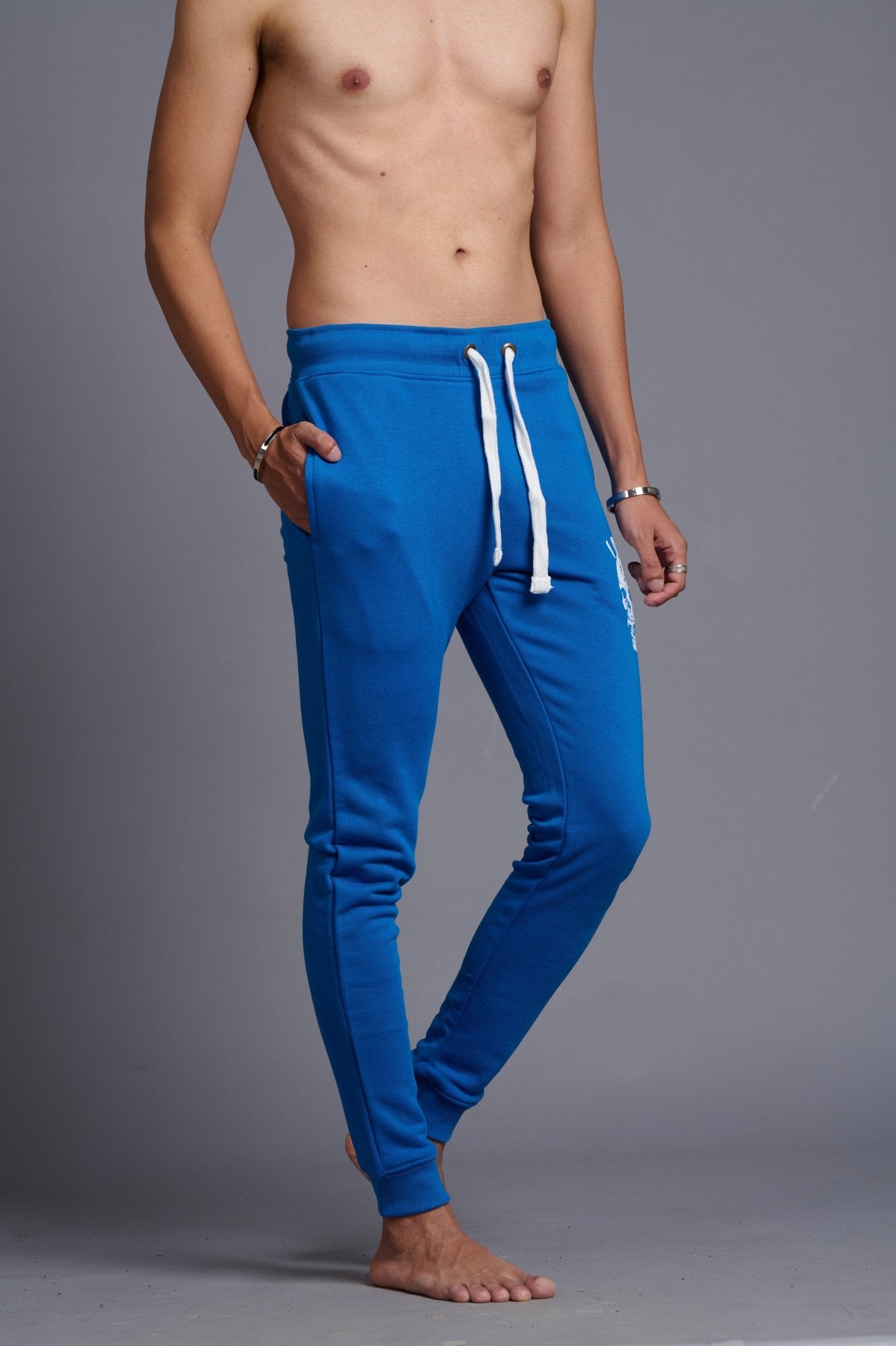 I Don't Care Printed Royal Blue Joggers for Men - Go Devil