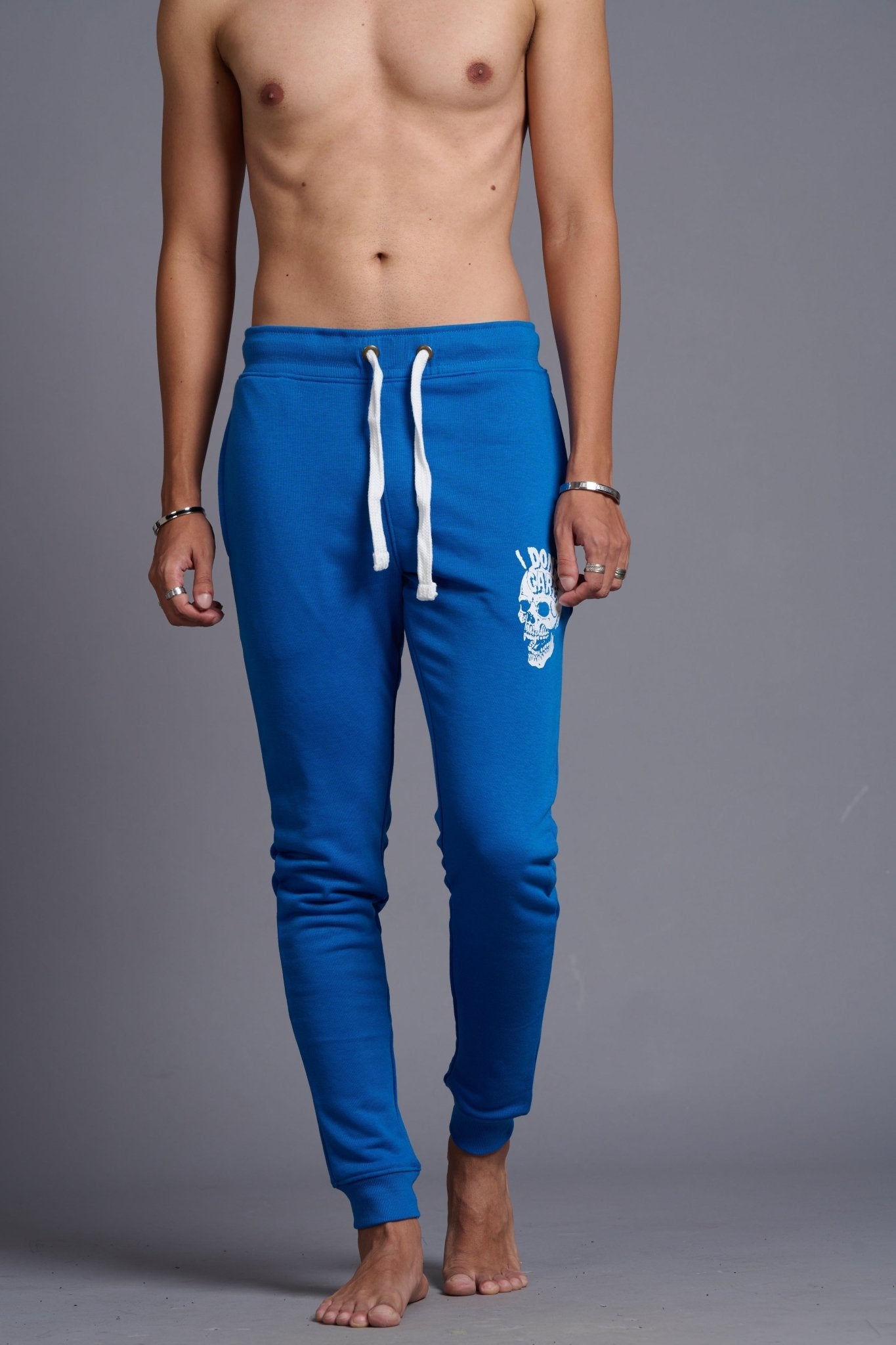 I Don't Care Printed Royal Blue Joggers for Men - Go Devil