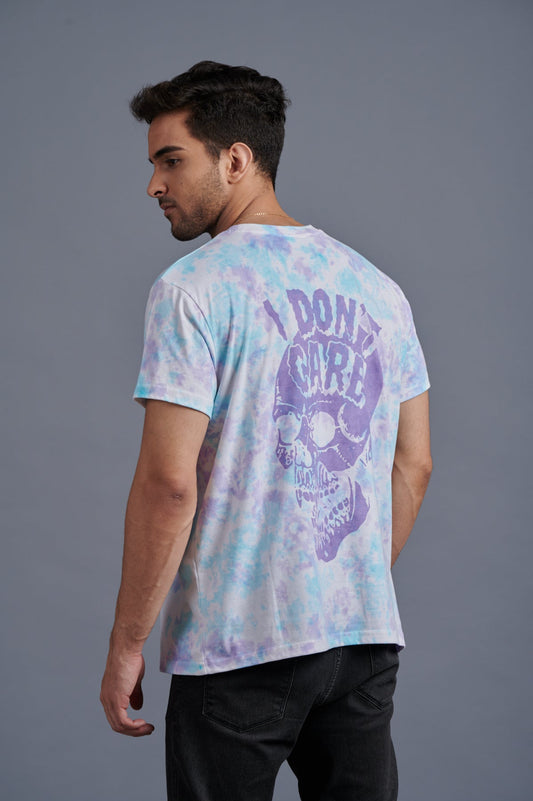 I Don’t Care Purple Tye Dye Oversized T-Shirt for Men - Go Devil