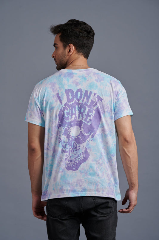 I Don’t Care Purple Tye Dye Oversized T-Shirt for Men - Go Devil