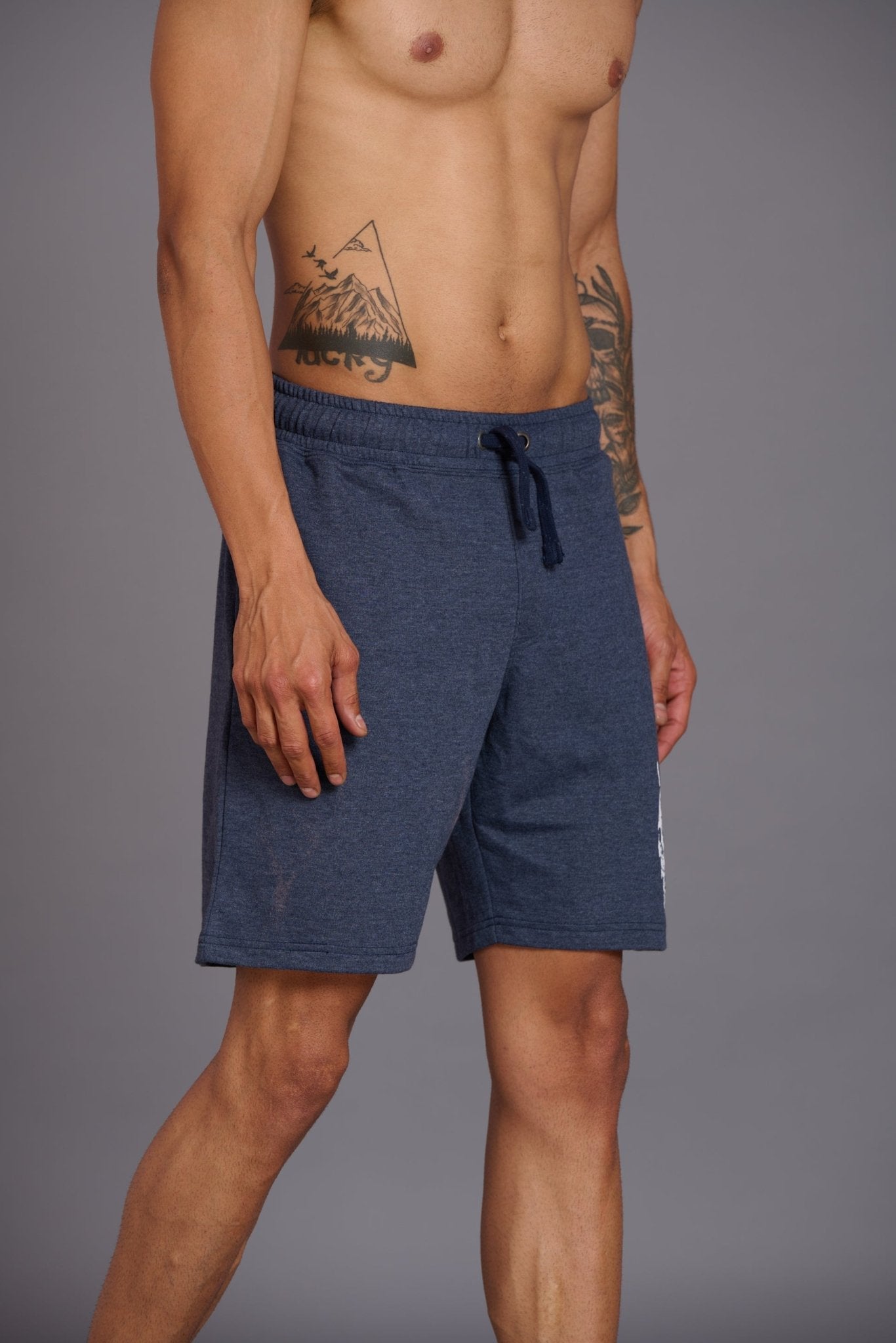 I Don’t Care & Skull Printed Blue Shorts for Men - Go Devil