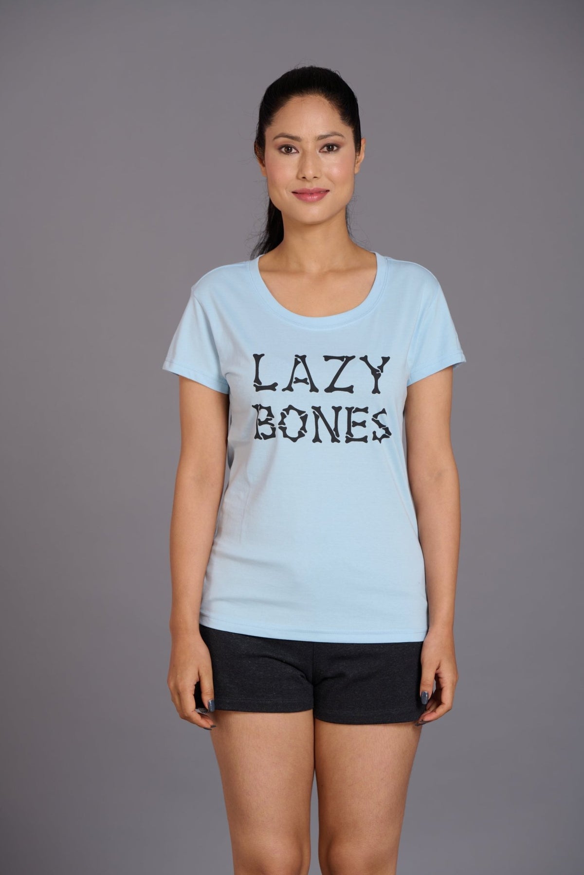 Lazy Bones Sky Blue T-Shirt for Women - Go Devil