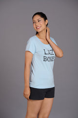 Lazy Bones Sky Blue T-Shirt for Women - Go Devil