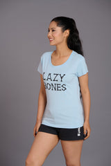 Lazy Bones Sky Blue T-Shirt for Women - Go Devil
