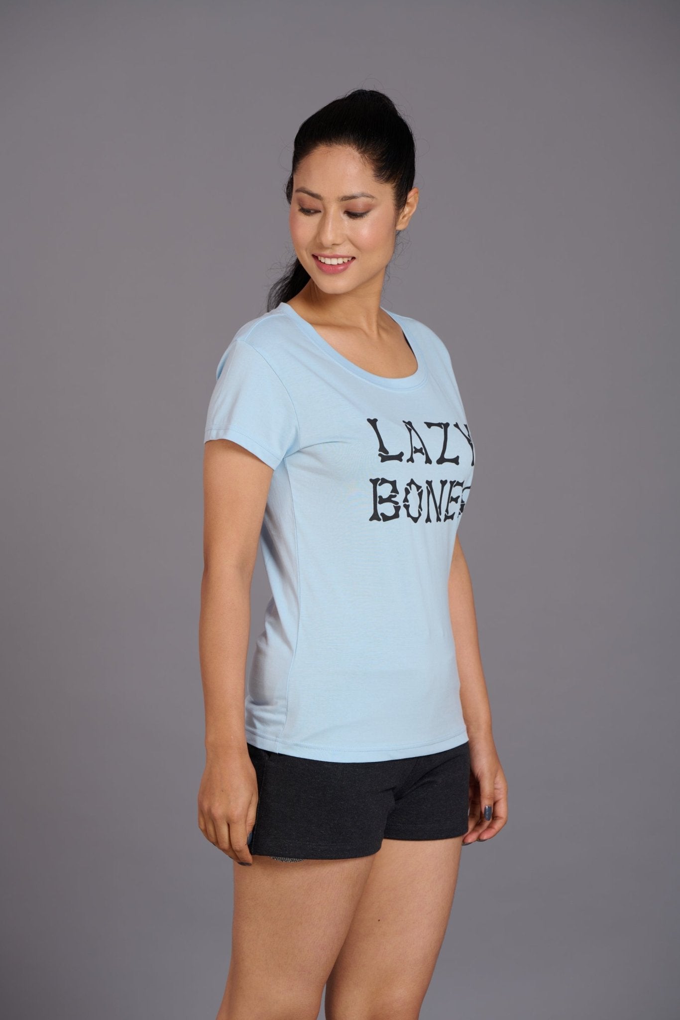 Lazy Bones Sky Blue T-Shirt for Women - Go Devil