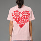 Let's Watch the Sunset Together Printed Baby Pink Oversized T-Shirt for Women - Go Devil