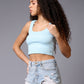 Light Blue Crop Top Crop Top for Women - Go Devil