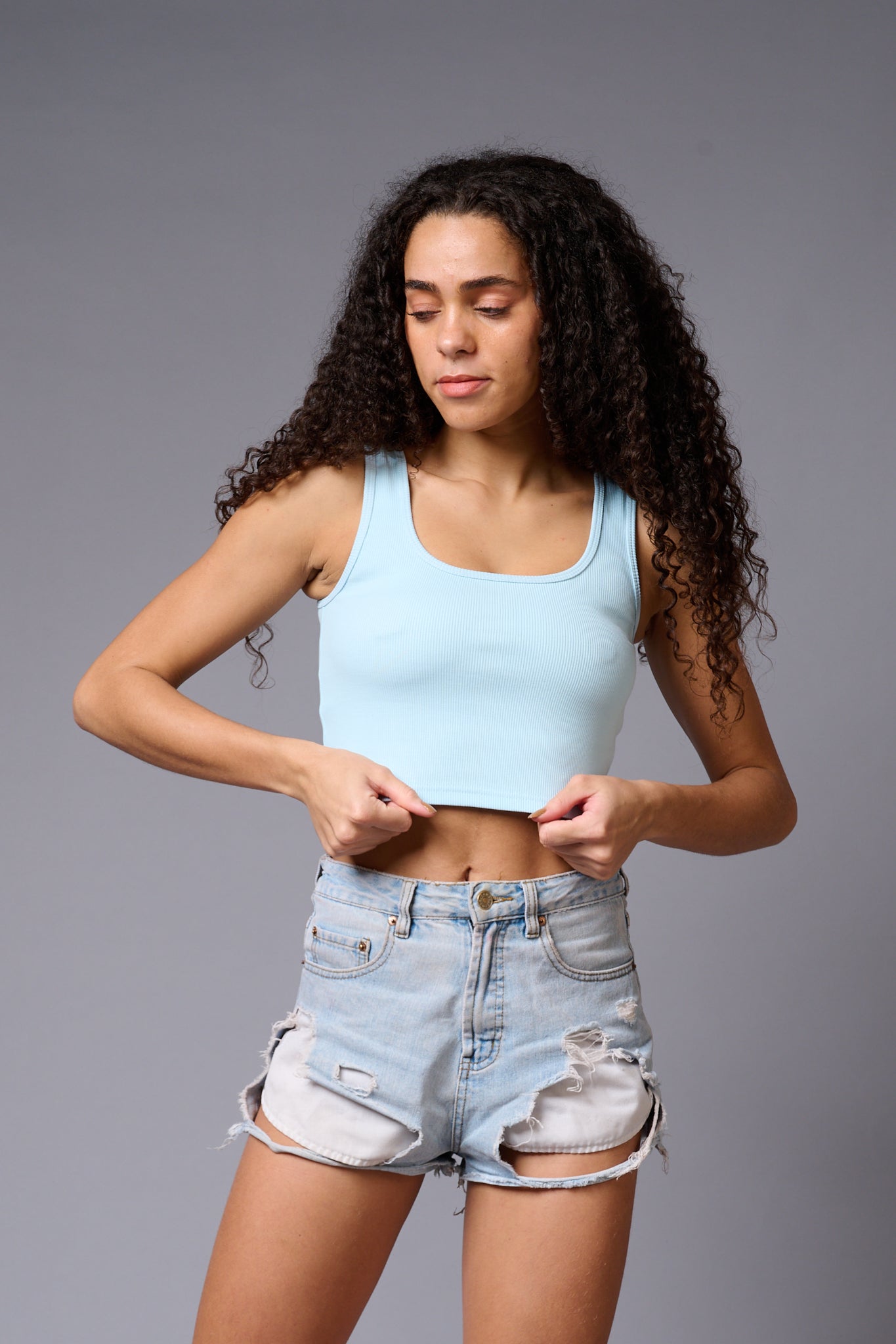 Light Blue Crop Top Crop Top for Women - Go Devil