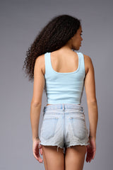 Light Blue Crop Top Crop Top for Women - Go Devil