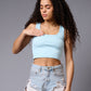 Light Blue Crop Top Crop Top for Women - Go Devil