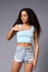 Light Blue Crop Top Crop Top for Women - Go Devil
