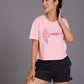 Light Pink Angelic Printed Oversized T-Shirt for Women - Go Devil