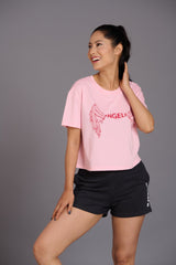 Light Pink Angelic Printed Oversized T-Shirt for Women - Go Devil