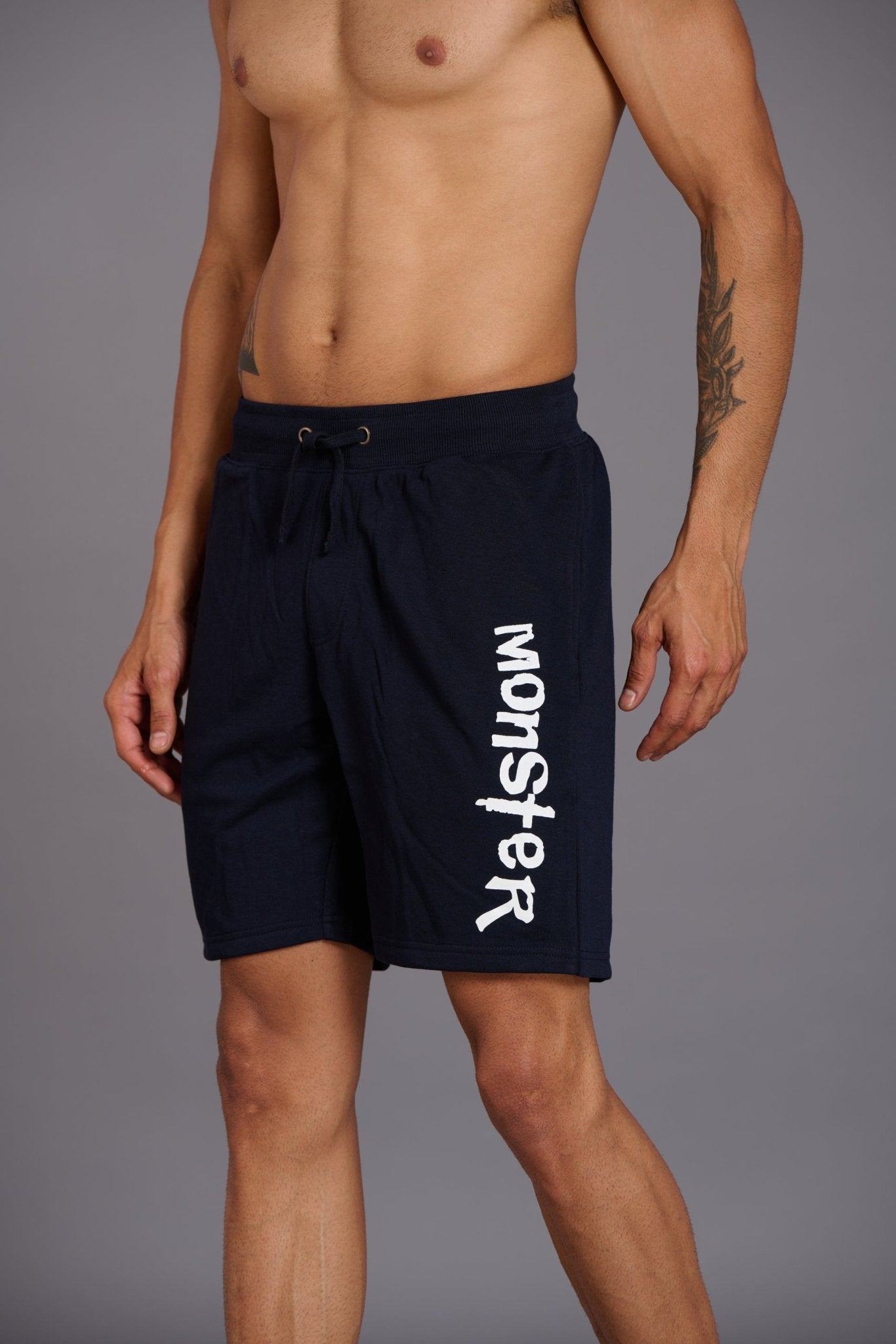 Monster Printed Black Cotton Shorts for Men - Go Devil