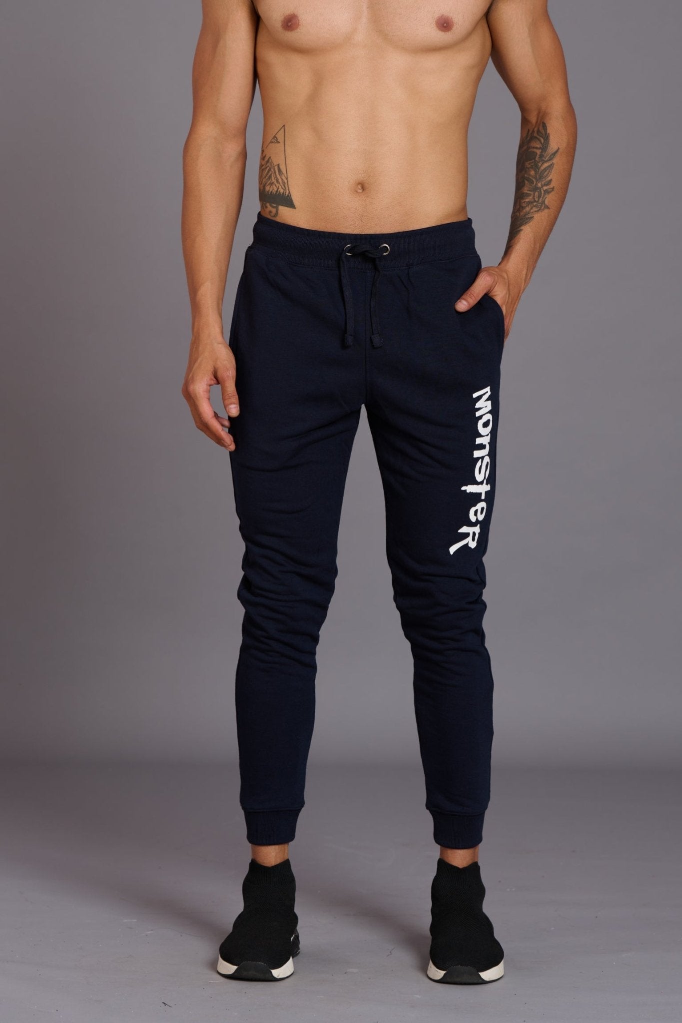 Monster Printed Black Joggers for Men - Go Devil