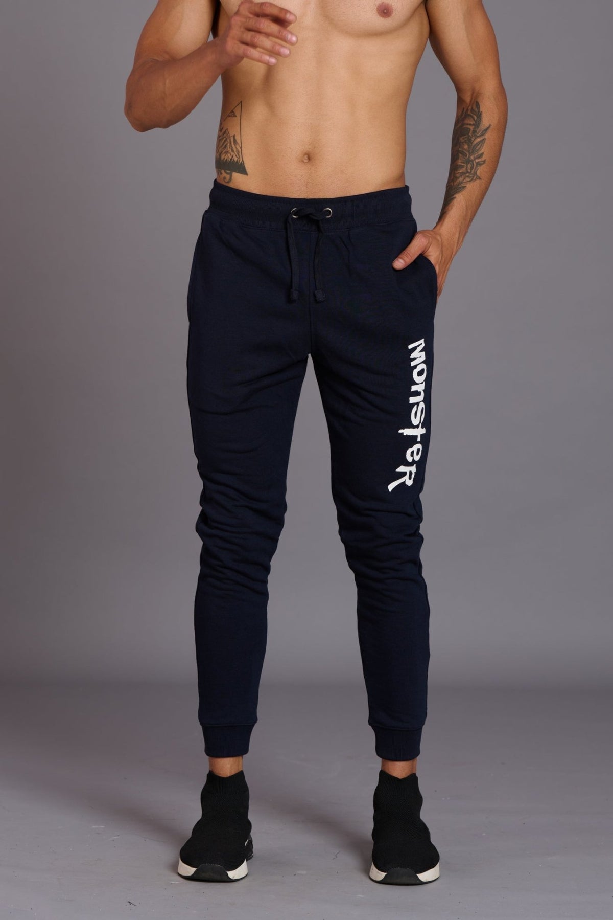 Monster Printed Black Joggers for Men - Go Devil