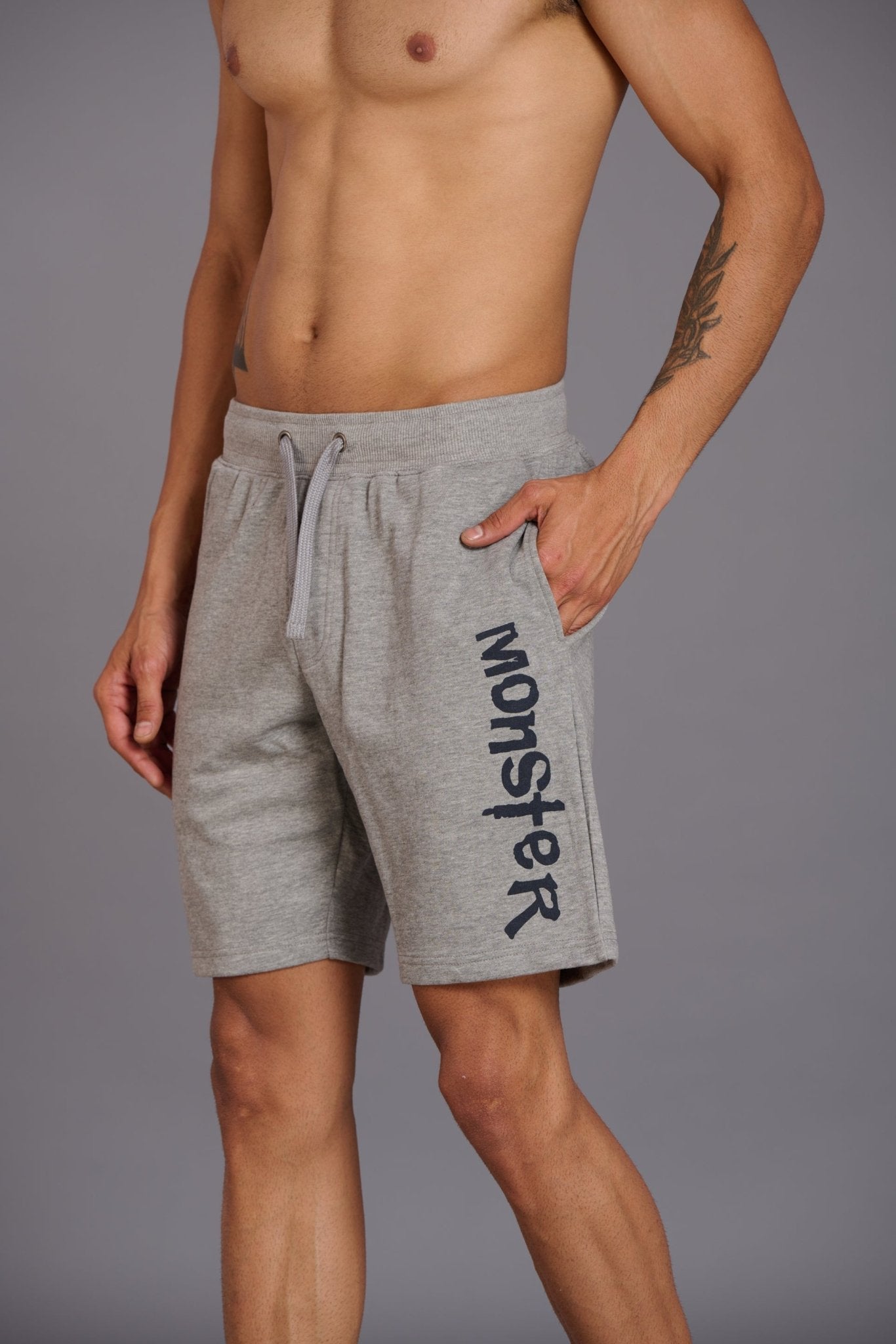 Monster Printed Grey Shorts for Men - Go Devil