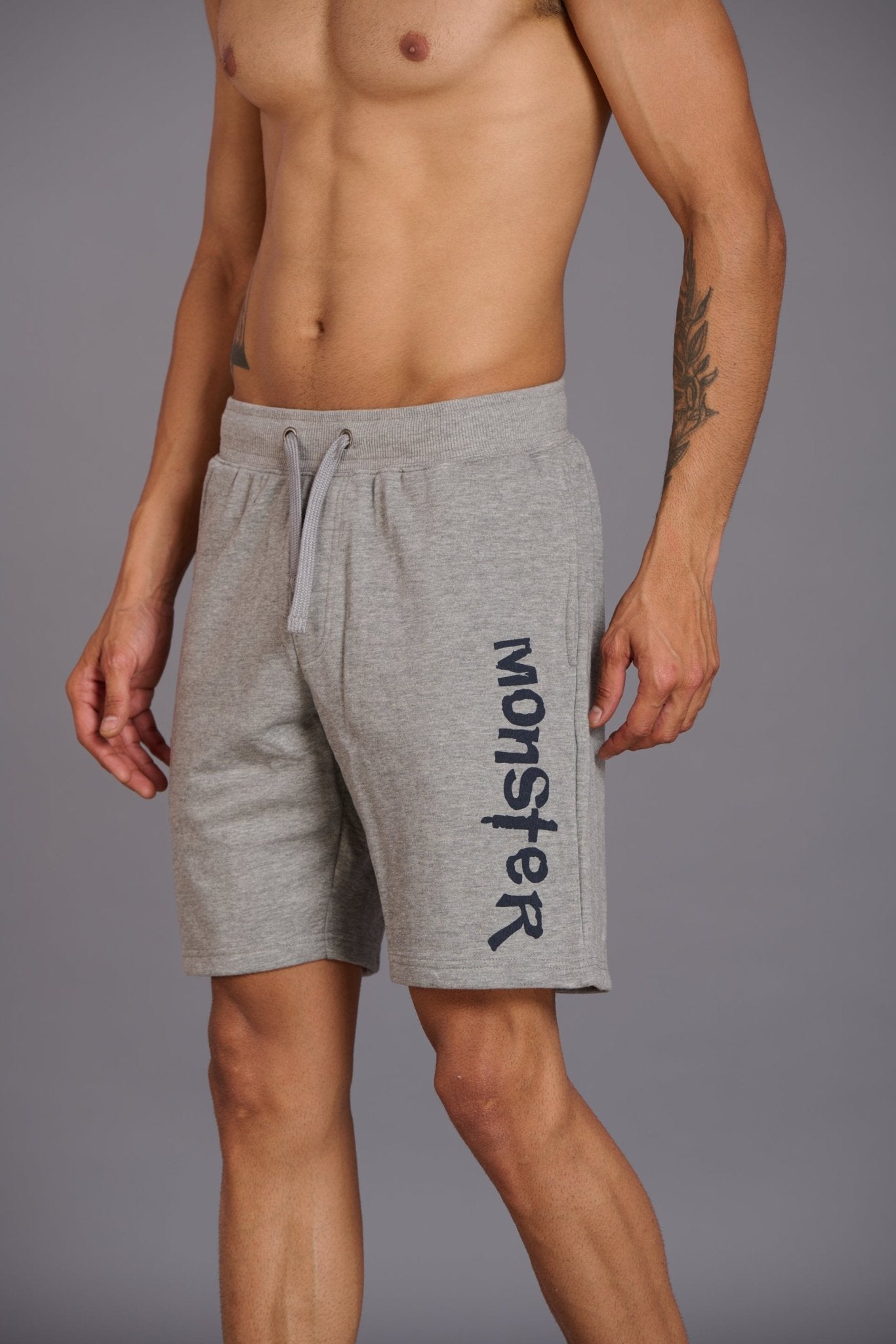 Monster Printed Grey Shorts for Men - Go Devil