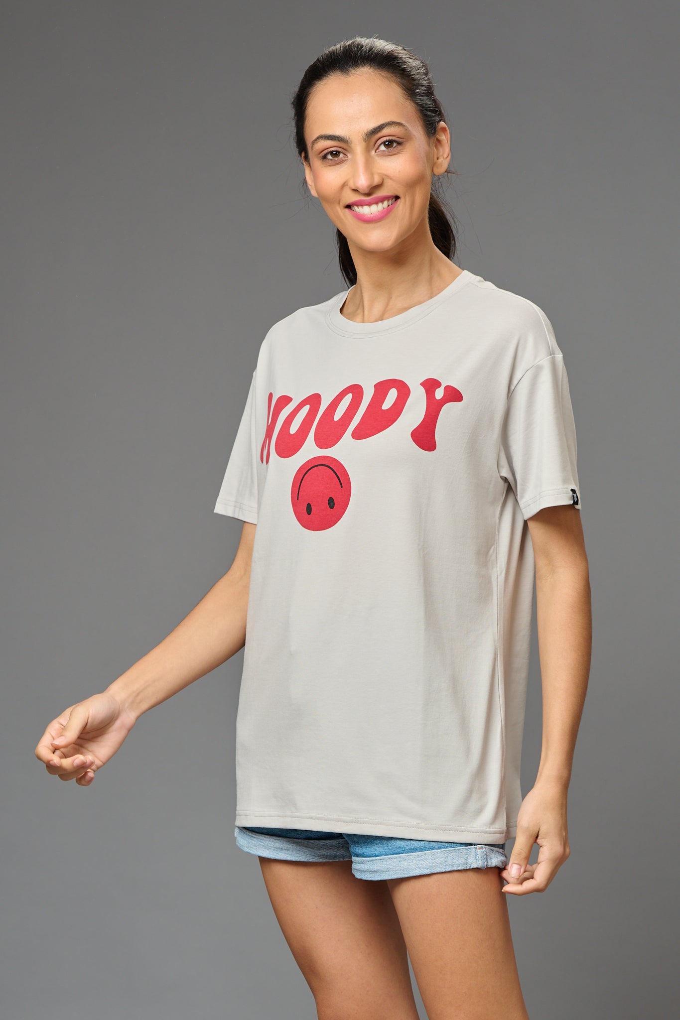 Moody Printed Oversized T-Shirt for Women - Go Devil