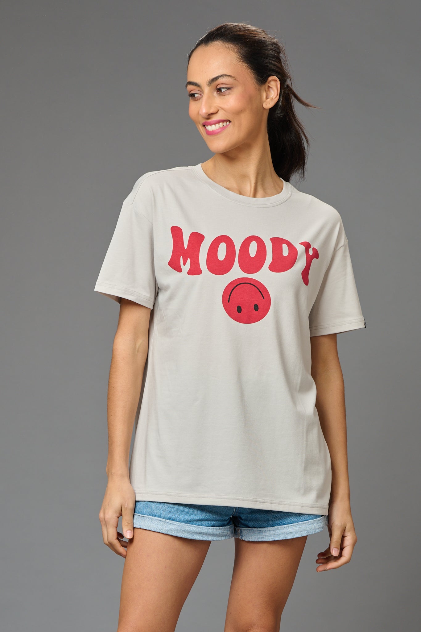 Moody Printed Oversized T-Shirt for Women - Go Devil