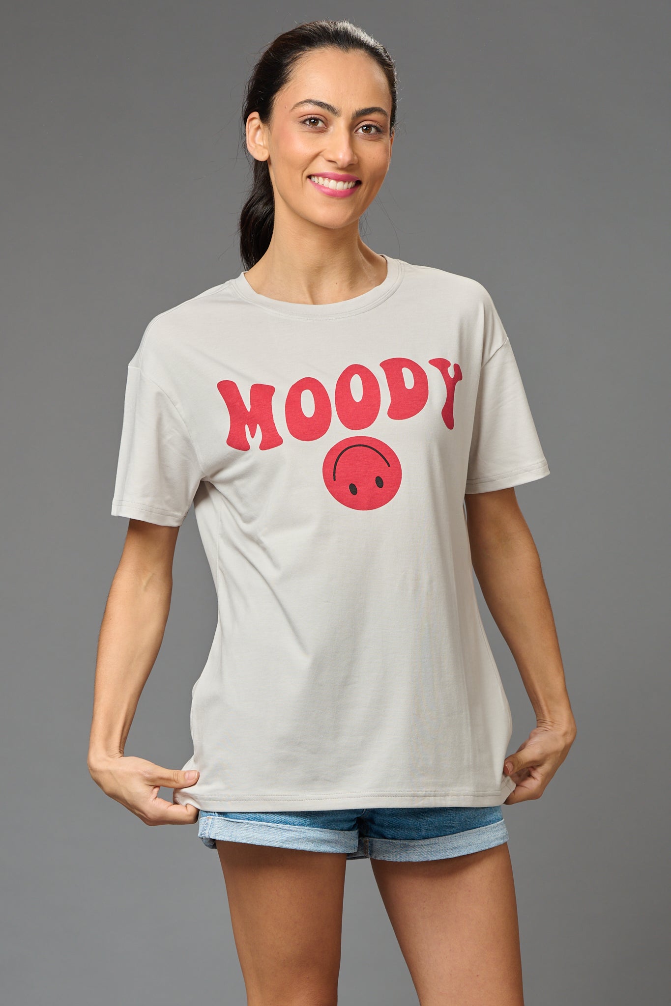Moody Printed Oversized T-Shirt for Women - Go Devil