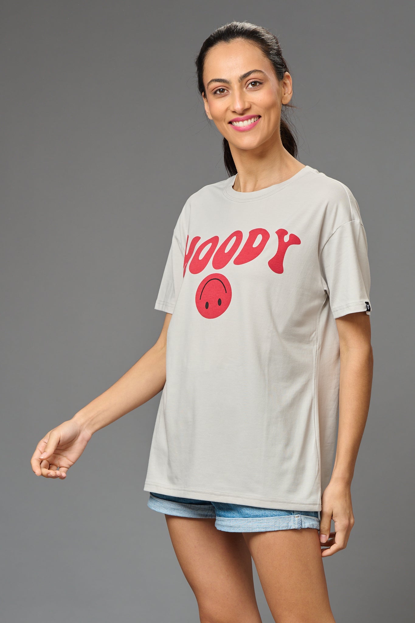 Moody Printed Oversized T-Shirt for Women - Go Devil
