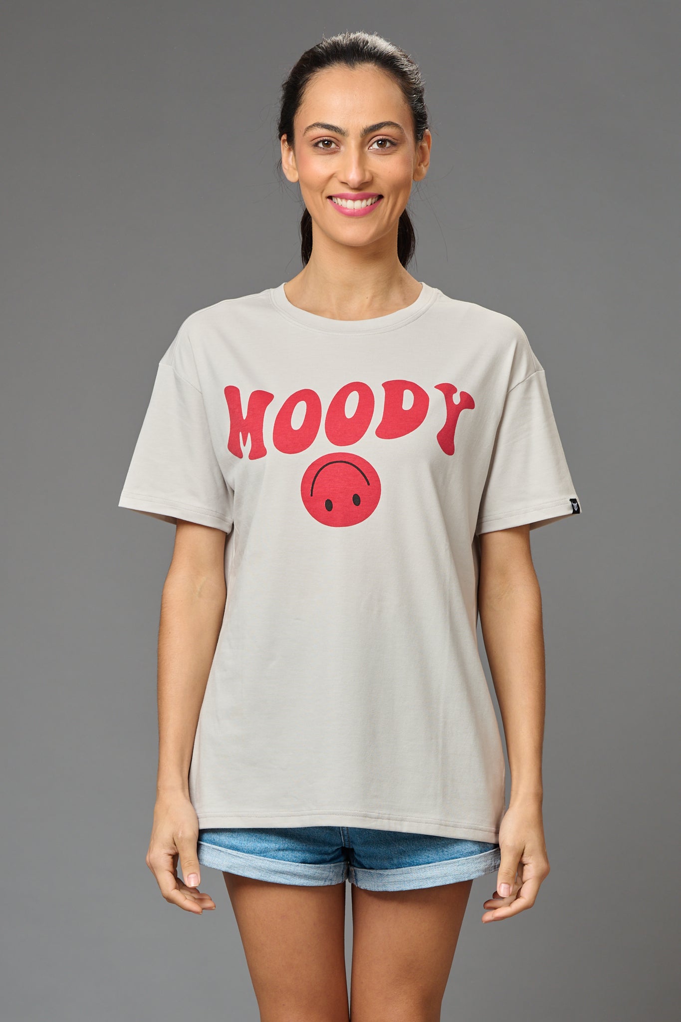 Moody Printed Oversized T-Shirt for Women - Go Devil