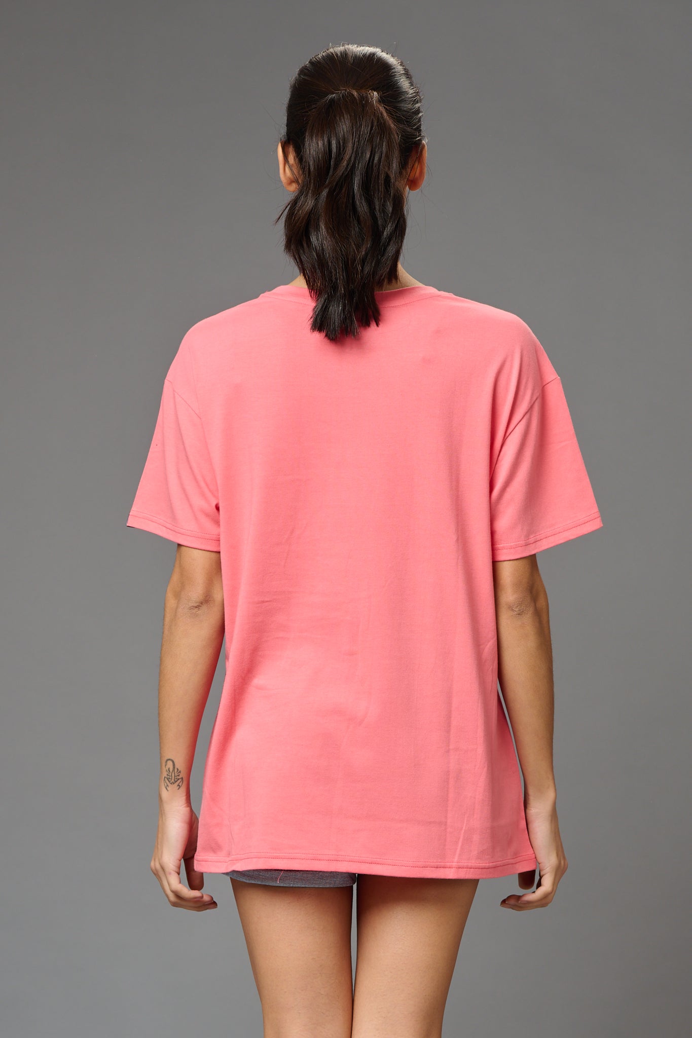 Moody Printed Pink Oversized T-Shirt for Women - Go Devil