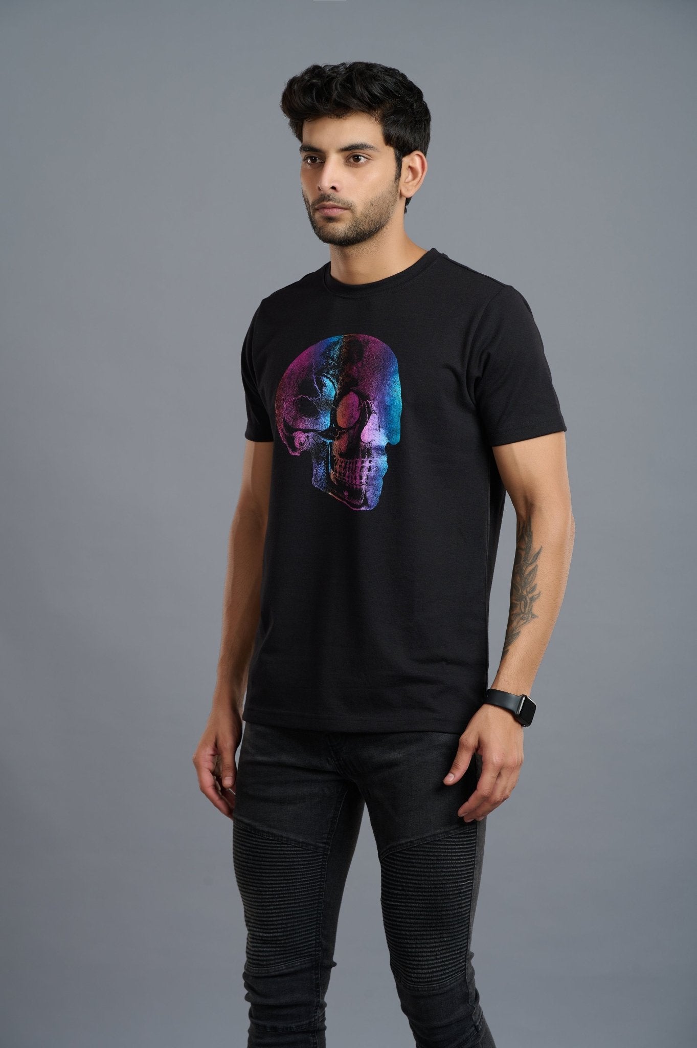 Multi-color Skull Printed T-Shirt for Men - Go Devil