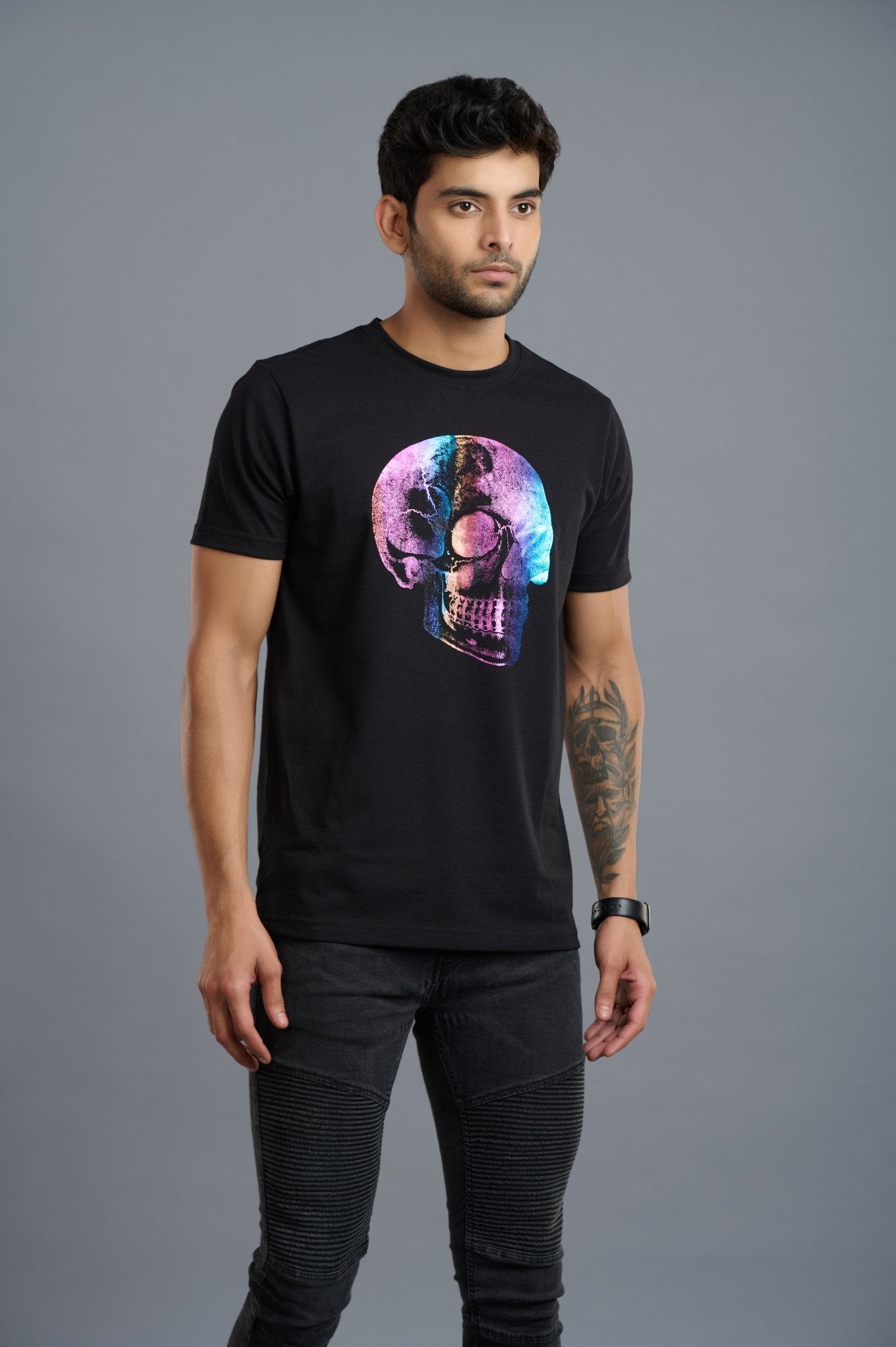 Multi-color Skull Printed T-Shirt for Men - Go Devil