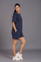 Navy Melange Premium Cotton Co-ord Set for Women - Go Devil