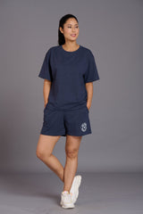 Navy Melange Premium Cotton Co-ord Set for Women - Go Devil