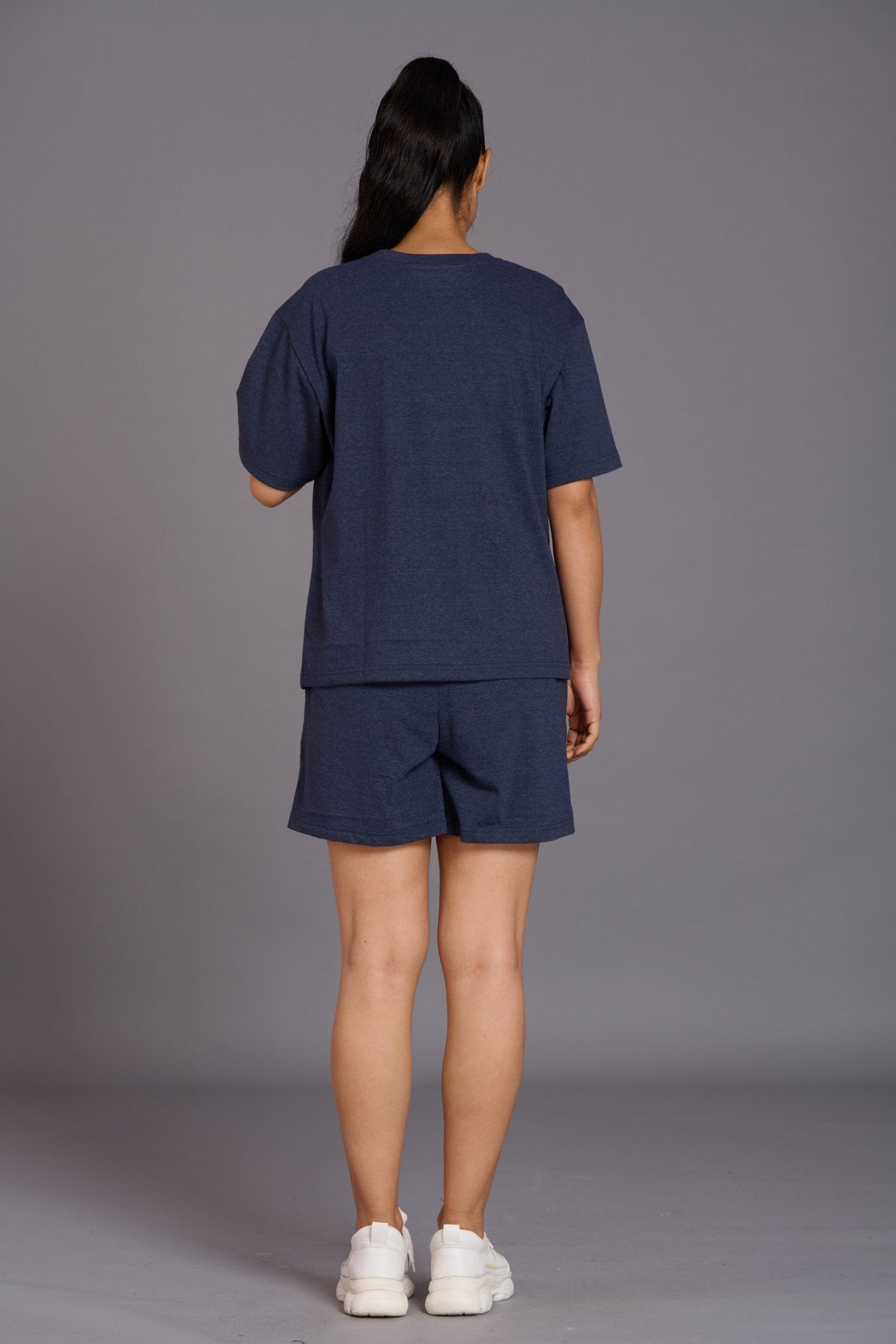 Navy Melange Premium Cotton Co-ord Set for Women - Go Devil