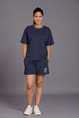 Navy Melange Premium Cotton Co-ord Set for Women - Go Devil